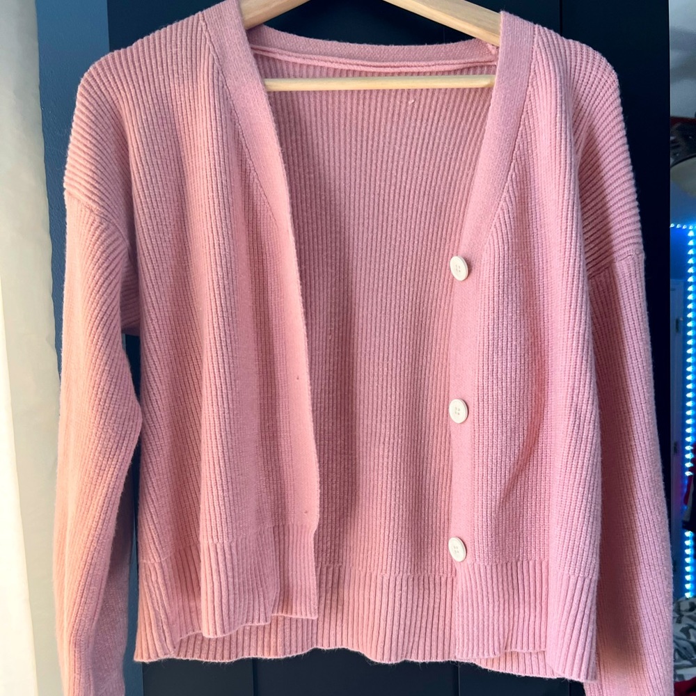 SHEIN pink button up caridgan